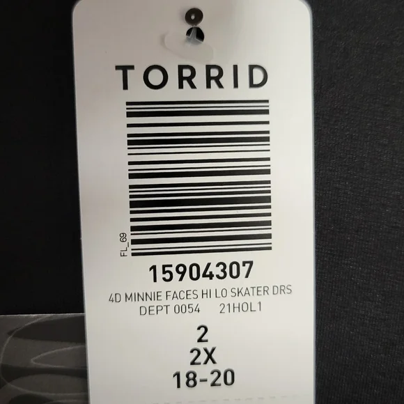 Torrid Disney Minnie Mouse high low Skater dress Black 2X